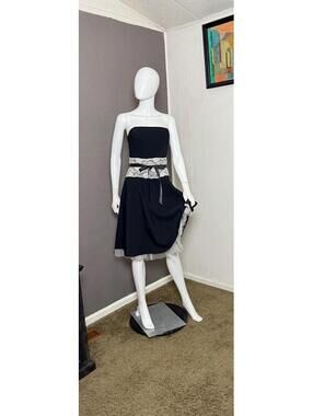 1990's does 1950's Strapless Fit and Flare from Ruby Rox M/L Black + White Lace